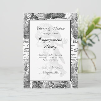Invitación Boda o compromiso Vintage Cupid French Toile