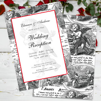 Invitación Boda o compromiso Vintage Cupid French Toile