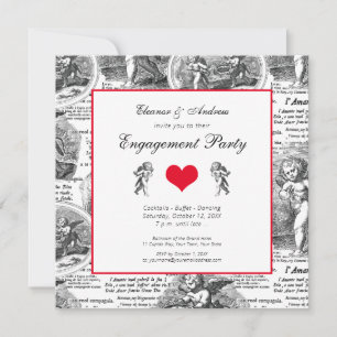 Invitación Boda o compromiso Vintage Cupid French Toile