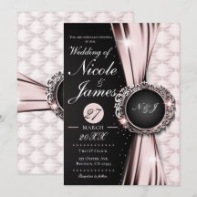 Boda o Evento de Lujo Elegante Rosa Negro y Blanco