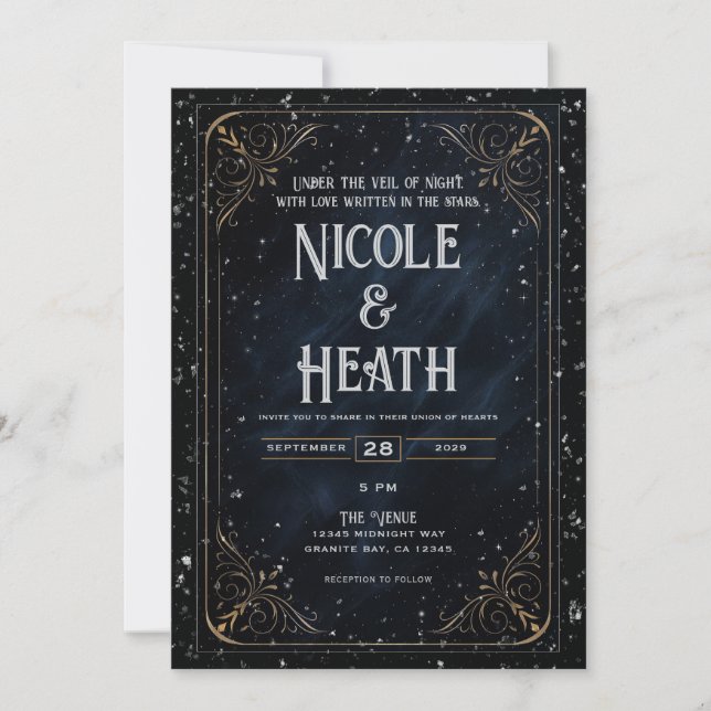 Invitación Boda Obsidian Oracle Midnight Elegance (Anverso)