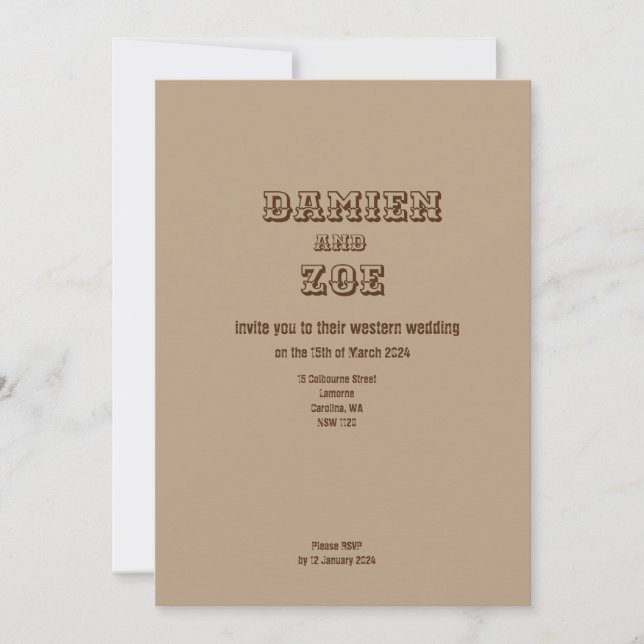 Invitación Boda occidental (Anverso)
