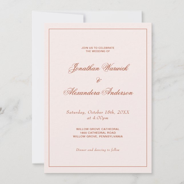 Invitación Boda Occidental Boho Crema y Terracota (Anverso)