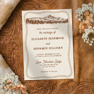 Invitación Boda occidental chic de montañas rústicas dibujada