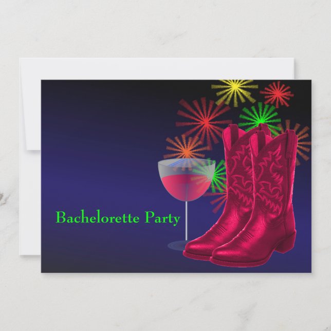 Invitación Boda occidental Cowboy Boots Wine Bachelorette (Anverso)