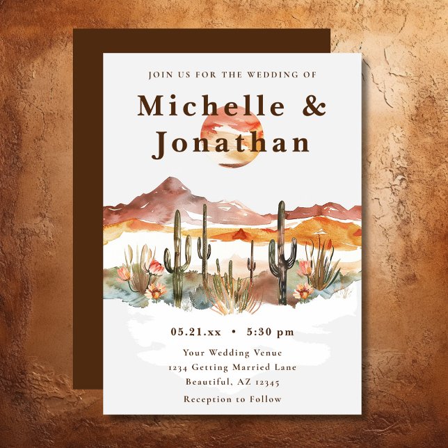 Invitación Boda occidental de Boho Desert Cactus (Boho Desert Cactus Western Wedding Invitation)