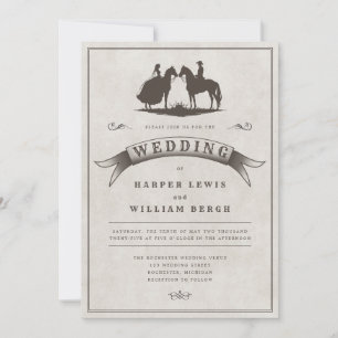 Invitación Boda occidental de caballos de época