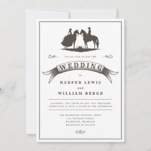 Invitación Boda occidental de caballos de época
