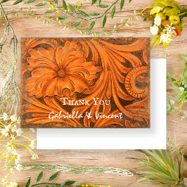 Invitación Boda Occidental de Flores Rústicas Gracias Nota