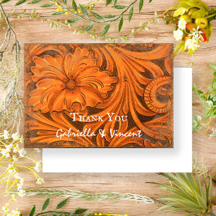 Invitación Boda Occidental de Flores Rústicas Gracias Nota