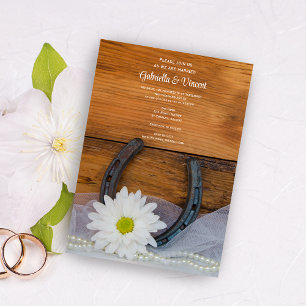 Invitación Boda occidental de la margarita blanca y el herrad
