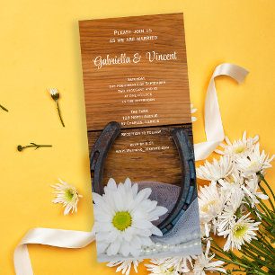 Invitación Boda occidental de margarita blanca y herradura