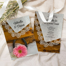 Invitación Boda occidental del país de la margarita rosa y el
