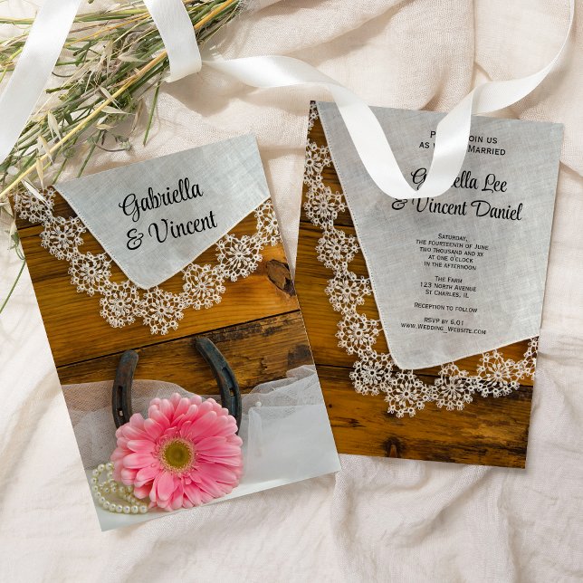 Invitación Boda occidental del país de la margarita rosa y el (Subido por el creador)