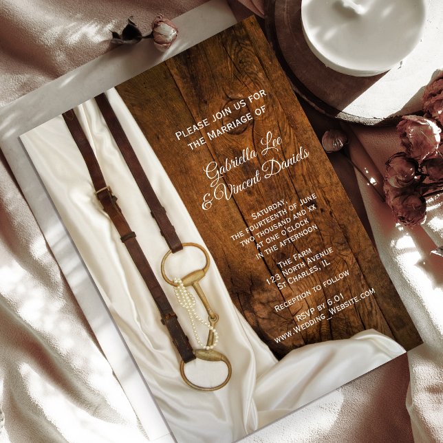 Invitación Boda occidental del país de satén blanco y porción (Subido por el creador)