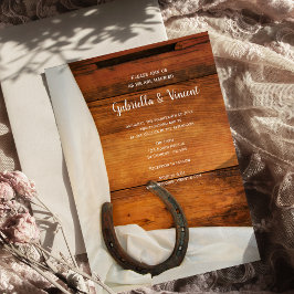 Invitación Boda occidental del país herradura y satén