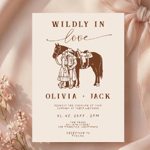 Invitación Boda occidental Dibujada a mano con locura enamora