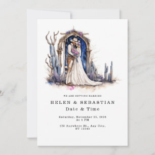 Invitación Boda Occidental Floral de Vaquero Boda Rústica