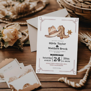 Invitación Boda occidental Rustic Cowboy Boda