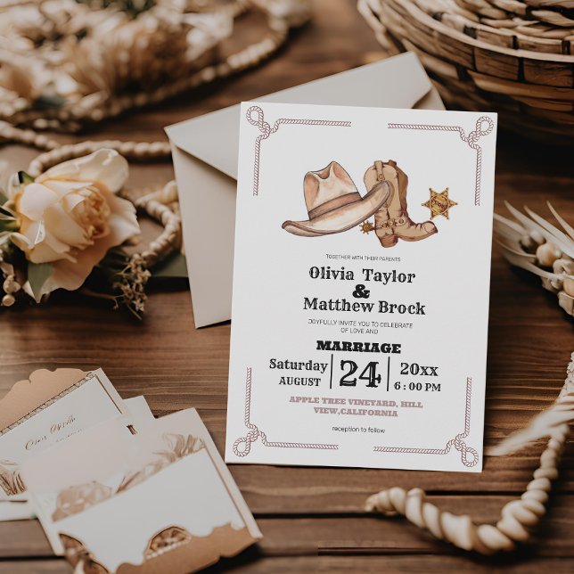 Invitación Boda occidental Rustic Cowboy Boda (Subido por el creador)
