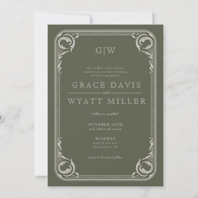 Invitación Boda occidental rústico con detalles (Anverso)