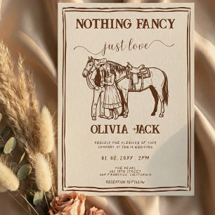 Invitación Boda Occidental Sin Adornos Solo Amor Dibujado a M
