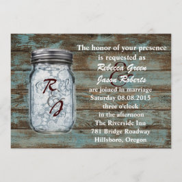 Invitación boda occidental vintage con frasco de mason de mad