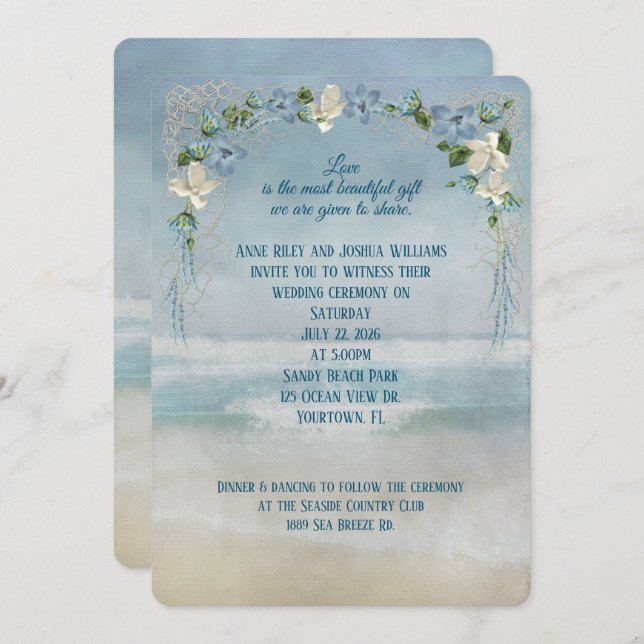 Invitación Boda Ocean Seashore (Anverso / Reverso)