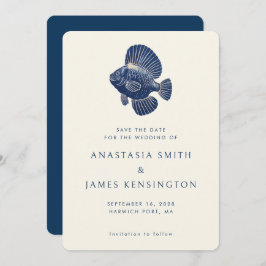 Invitación Boda oceánico moderno con estilo Nautical Blue Fis