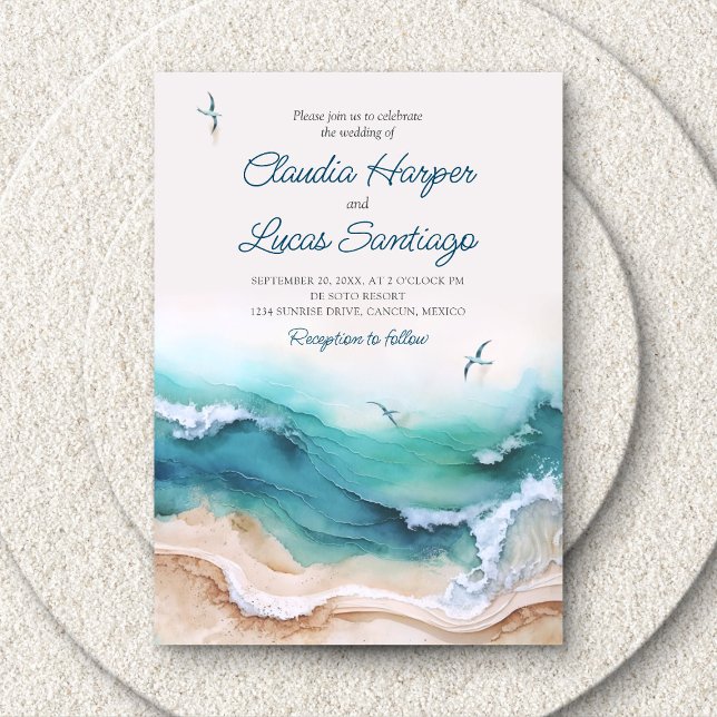 Invitación Boda Océano de playa costera (Subido por el creador)
