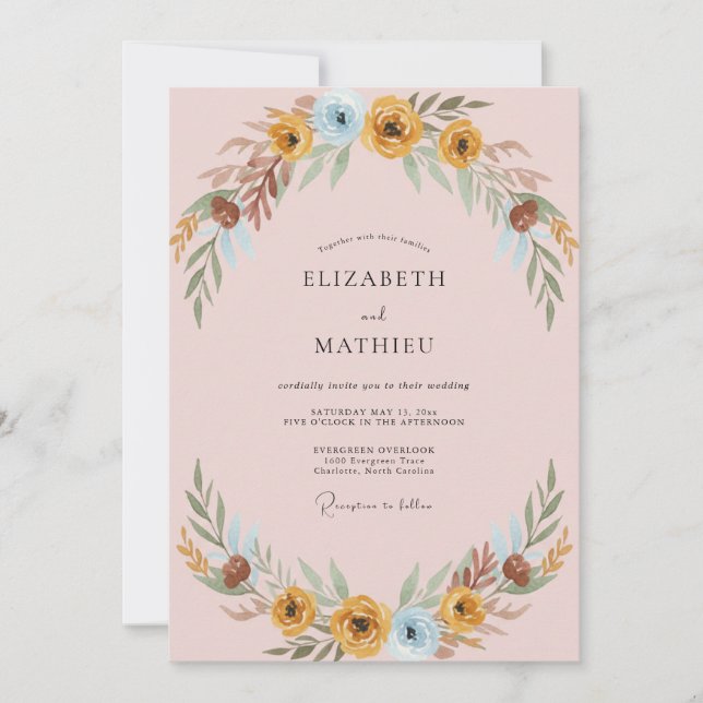 Invitación Boda Ochre Azure Frondoso (Anverso)