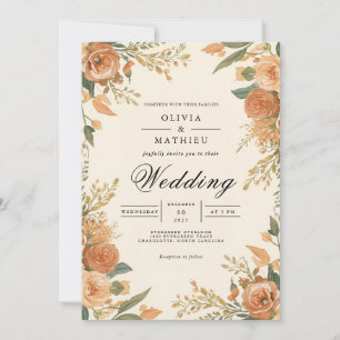 Invitación Boda Ochre Floral Flourish