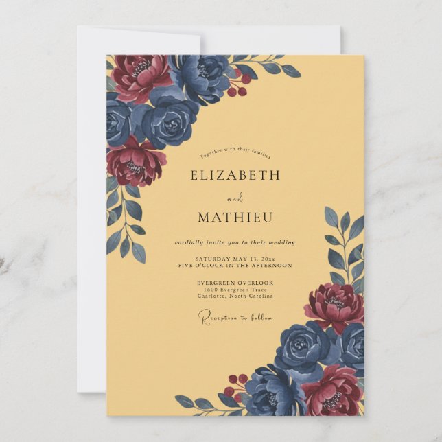 Invitación Boda Ochre Moody Vintage Otoño (Anverso)