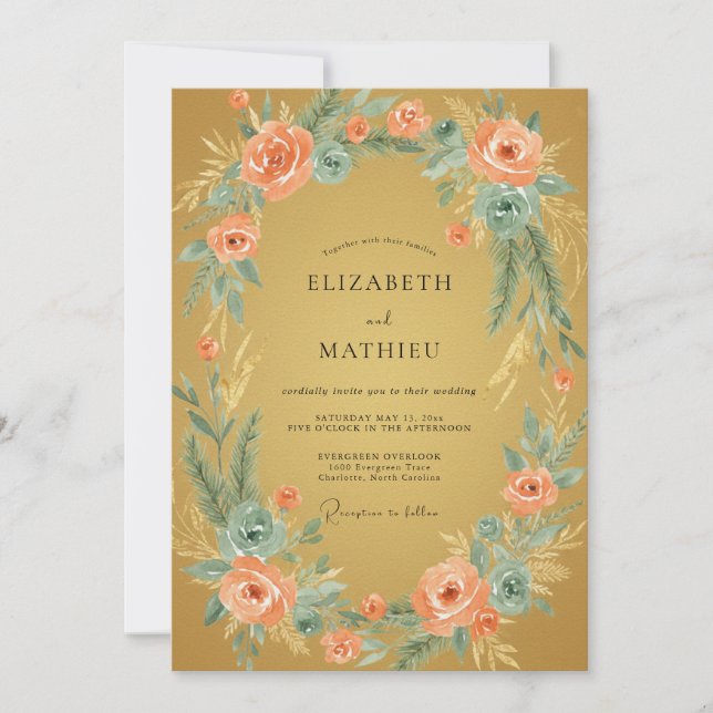 Invitación Boda Ochre Refined Woodland (Anverso)