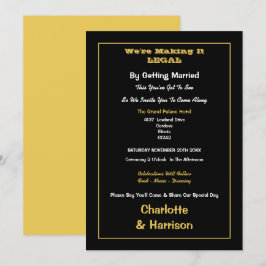 Invitación Boda Oficioso de Oro Negro