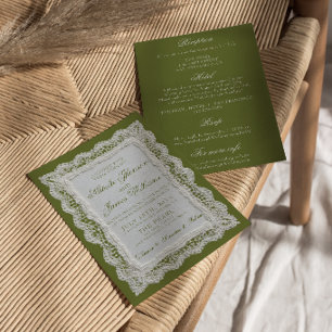 Invitación Boda Oliva Verde Antiguo Dinero Todo En Uno