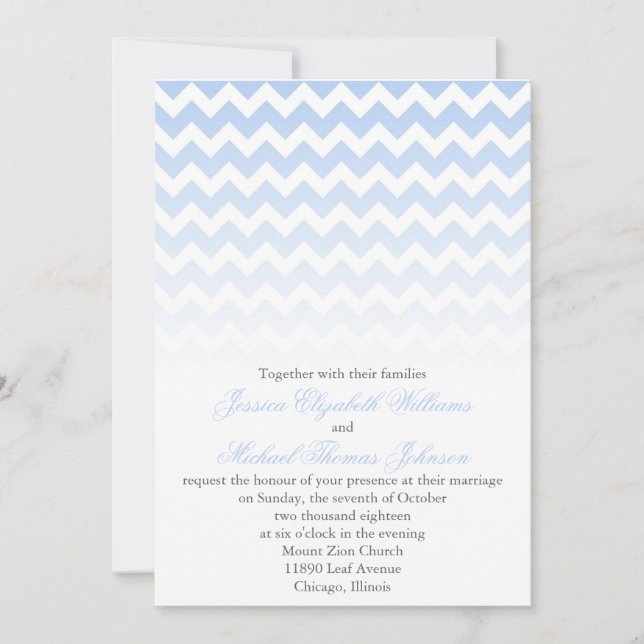 Invitación Boda Ombre Chevron (Anverso)