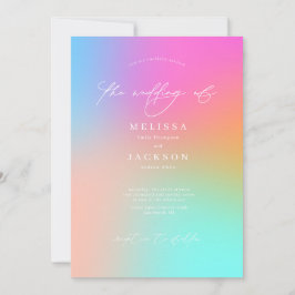 Invitación Boda Ombre minimalista guionado blanco