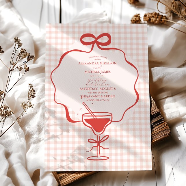Invitación Boda Ondulada Arco Rojo Dibujado a Mano (Subido por el creador)