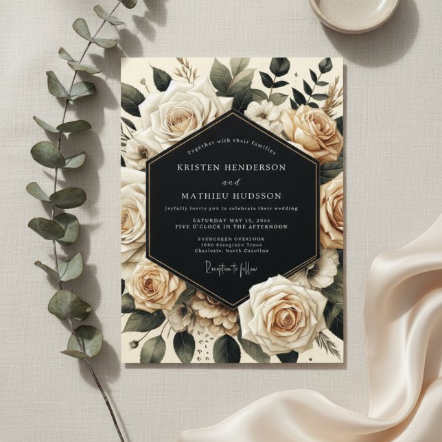 Invitación Boda Opulencia Floral Crema (Subido por el creador)