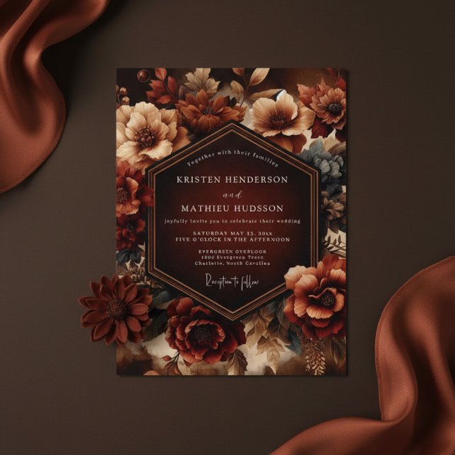 Invitación Boda Opulenta Botánica Borgoña (Subido por el creador)