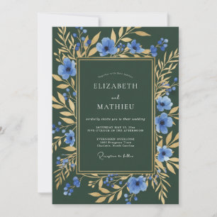 Invitación Boda Opulenta de Anémona Verde Bosque