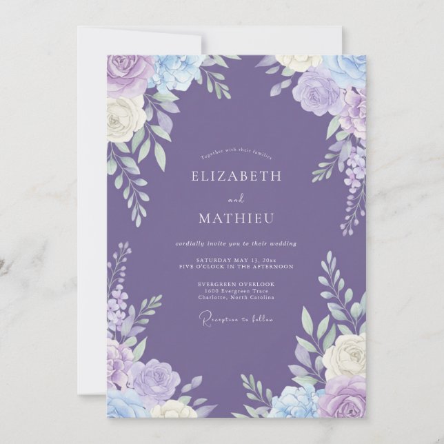 Invitación Boda Opulenta de Verano con Lavanda (Anverso)