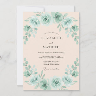 Invitación Boda Opulenta de Verde Menta en Primavera