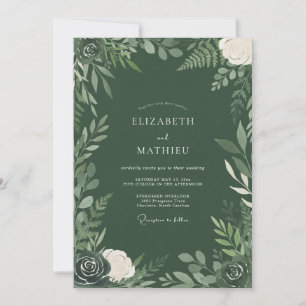 Invitación Boda Opulenta en Bosque de Verde Cazador