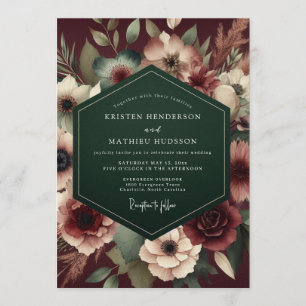 Invitación Boda Opulenta Esmeralda Granate