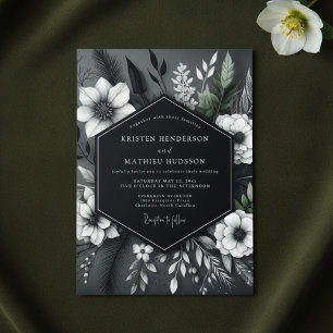 Invitación Boda Opulenta Floral Carbón