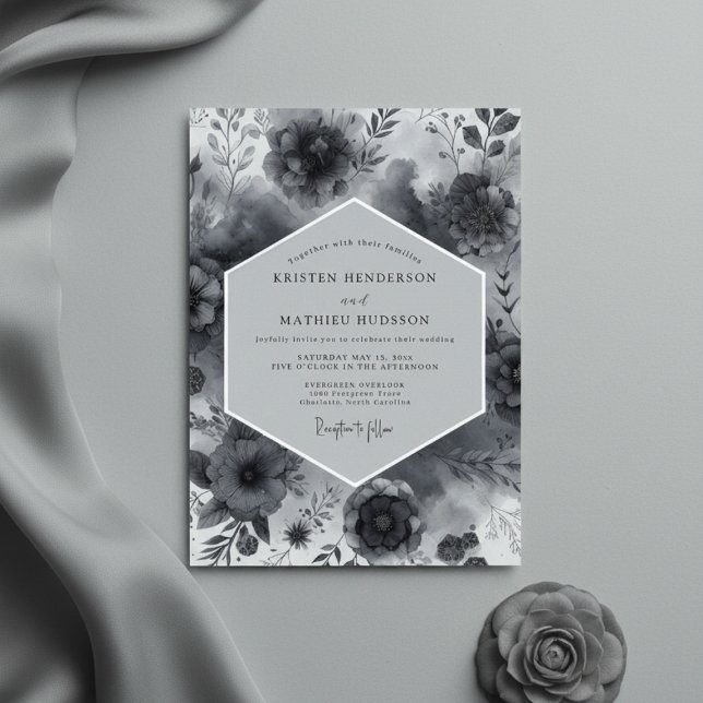 Invitación Boda Opulenta Floral Carbón (Subido por el creador)