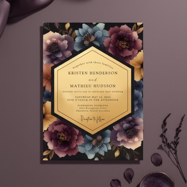 Invitación Boda Opulenta Floral Ciruela (Subido por el creador)