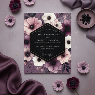 Invitación Boda Opulenta Floral Ciruela
